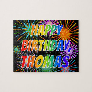 First Name "THOMAS", Fun "HAPPY BIRTHDAY" Jigsaw Puzzle