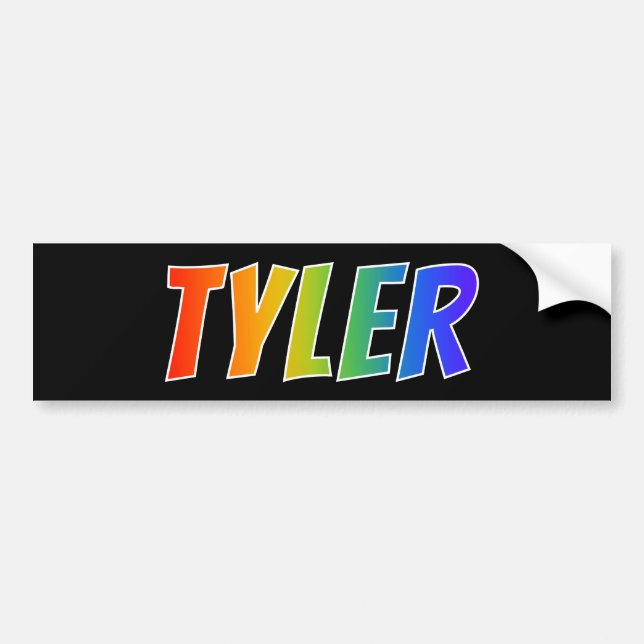 First Name "TYLER": Fun Rainbow Colouring Bumper Sticker (Front)