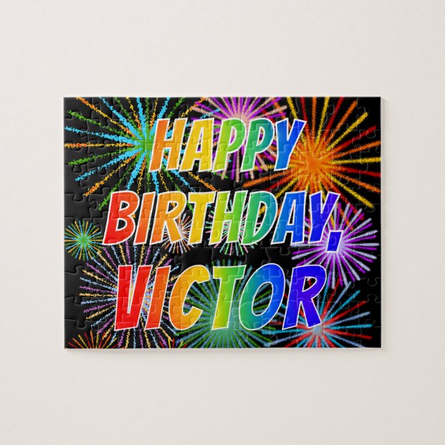 First Name "VICTOR", Fun "HAPPY BIRTHDAY" Jigsaw Puzzle (Horizontal)
