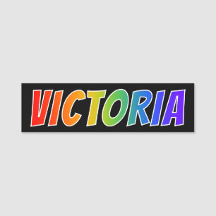 First Name "VICTORIA": Fun Rainbow Colouring Tag
