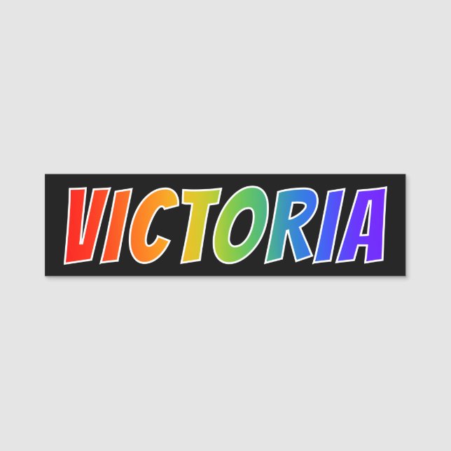 First Name "VICTORIA": Fun Rainbow Colouring Tag (Front)