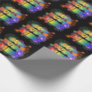 First Name "XAVIER", Fun "HAPPY BIRTHDAY" Wrapping Paper