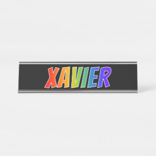 First Name "XAVIER": Fun Rainbow Colouring Desk Name Plate