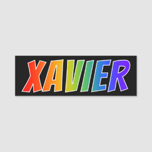 First Name "XAVIER": Fun Rainbow Colouring Name Tag
