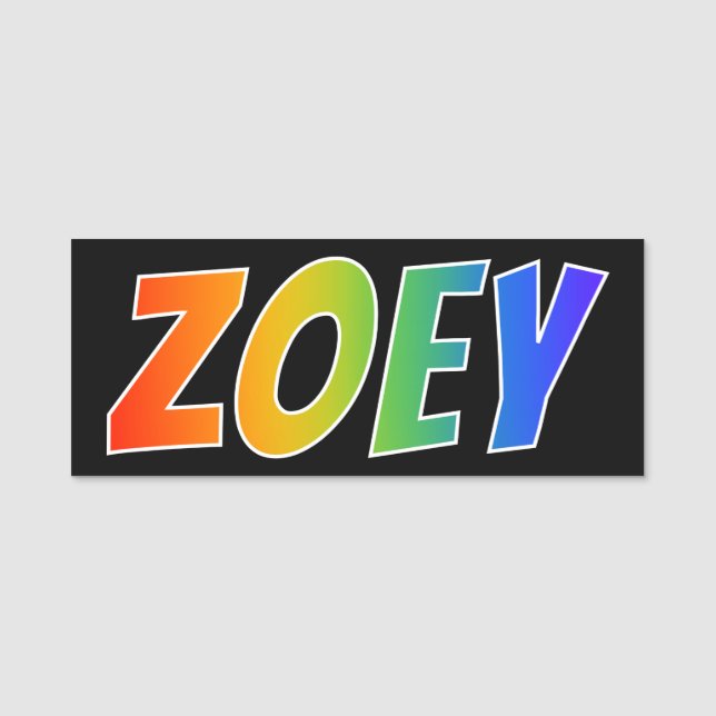 First Name "ZOEY": Fun Rainbow Colouring Tag (Front)