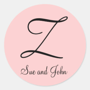 First Names and Initial Black on Pink Sticker