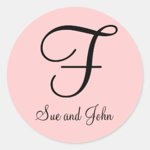 First Names and Last Initial Black on Pink Sticker