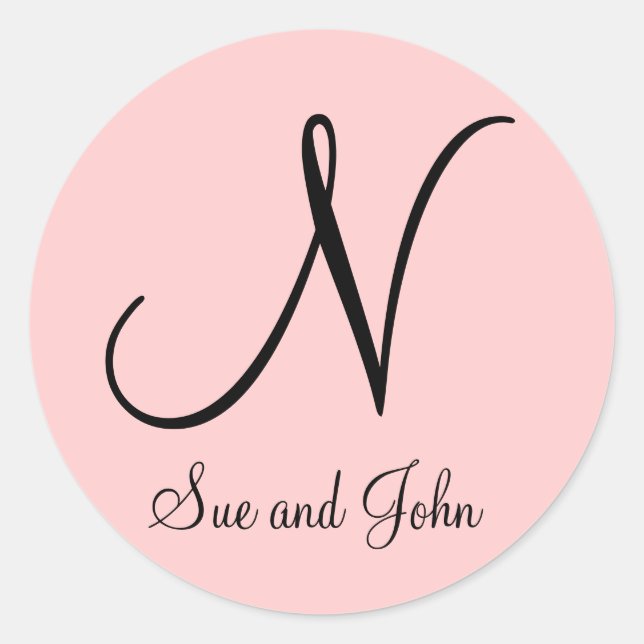 First Names and Last Initial Black on Pink Sticker (Front)