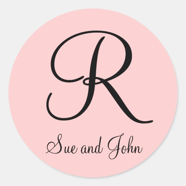 First Names and Last Initial Black on Pink Sticker (Front)