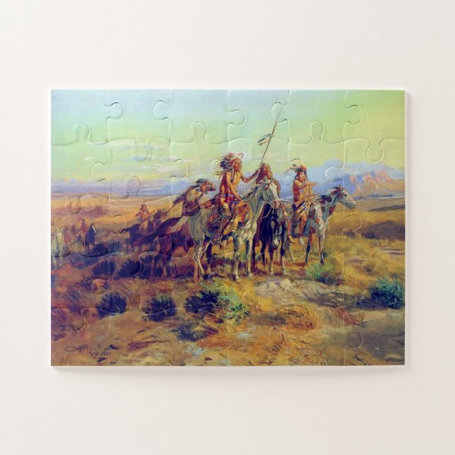 First Nations Native Braves The Scouts CM Russell Jigsaw Puzzle (Horizontal)