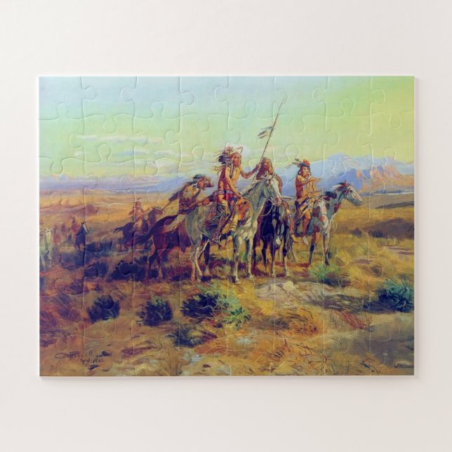 First Nations Native Braves The Scouts CM Russell Jigsaw Puzzle (Horizontal)