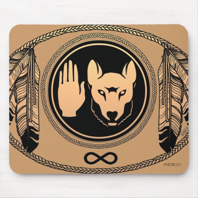 First Nations Wolf Gifts Native Art Mousepad (Front)