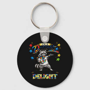 First of a Delight Funny Racoon Autism Awareness Key Ring