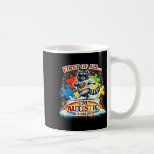 First of a delight raccoon drinking iced coffee mug
