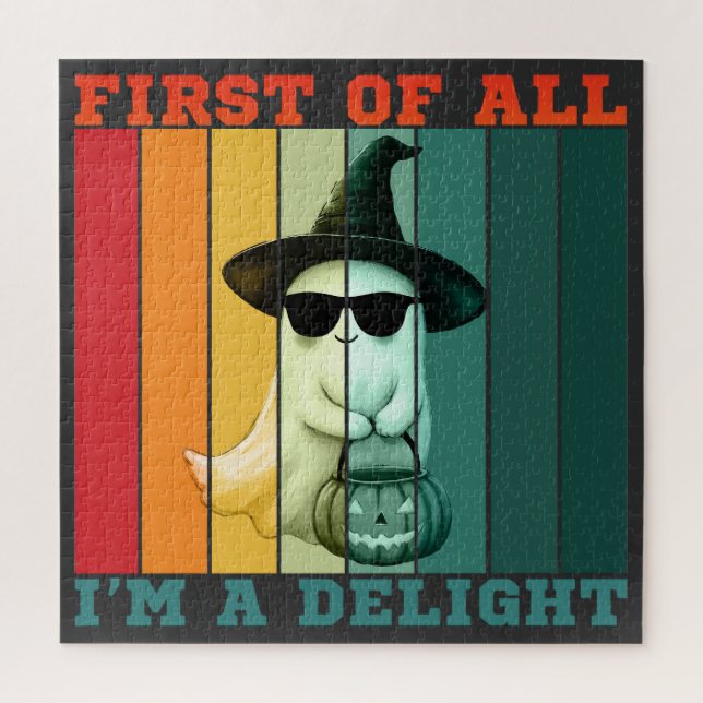 FIRST OF ALL I'M A DELIGHT FUNNY CUTE GHOST JIGSAW PUZZLE (Vertical)
