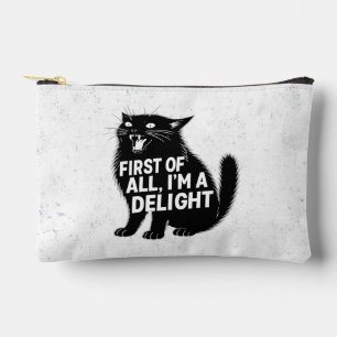 First Of All I'm A Delight Roaring Black Cat Accessory Pouch