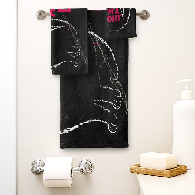 First Of All I'm A Delight Roaring Black Cat Bath Towel Set (Creator Uploaded)
