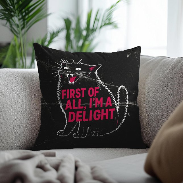 First Of All I'm A Delight Roaring Black Cat Cushion (Creator Uploaded)