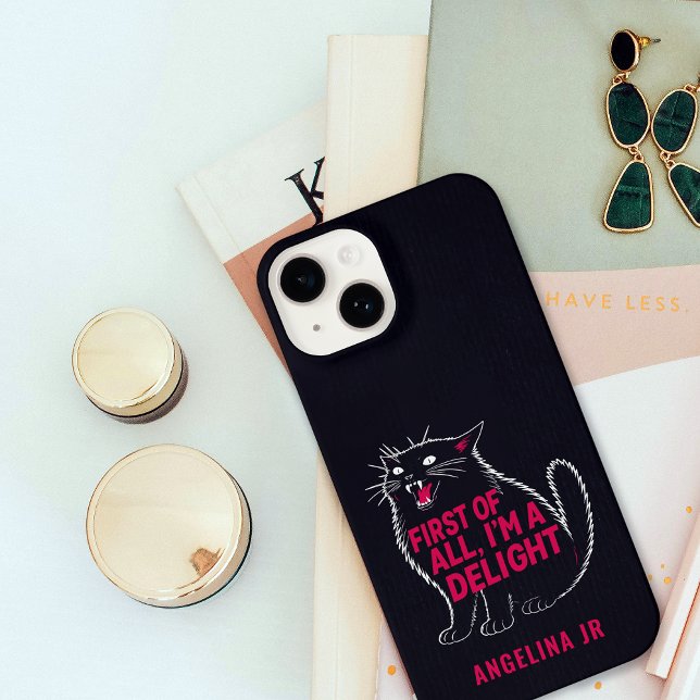 First Of All I'm A Delight Roaring Black Cat iPhone Case (Creator Uploaded)