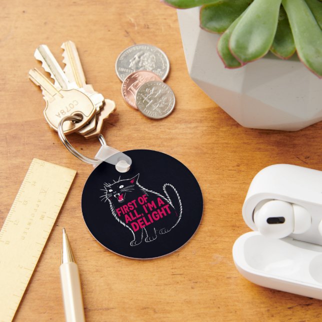 First Of All I'm A Delight Roaring Black Cat Key Ring (Desk)