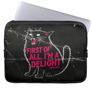 First Of All I'm A Delight Roaring Black Cat Laptop Sleeve