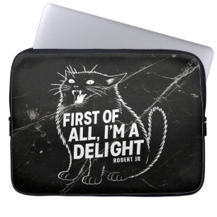 First Of All I'm A Delight Roaring Black Cat Laptop Sleeve