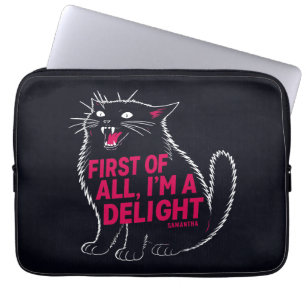 First Of All I'm A Delight Roaring Black Cat Laptop Sleeve