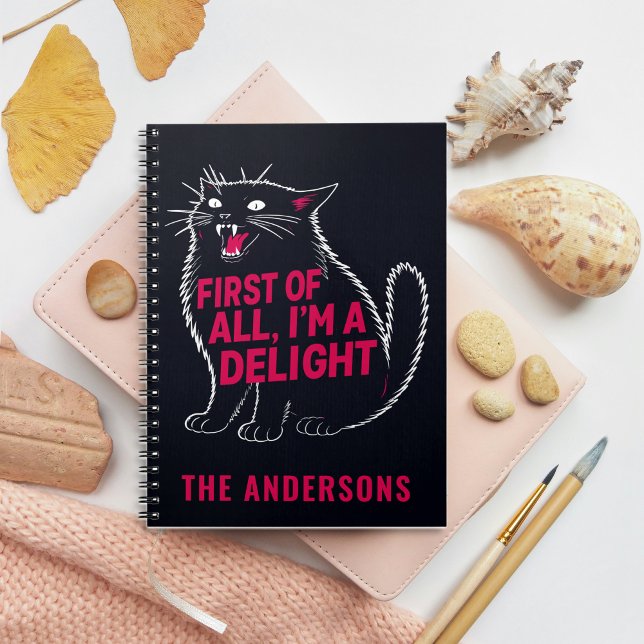 First Of All I'm A Delight Roaring Black Cat Notebook (Creator Uploaded)