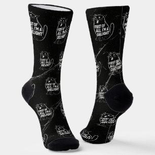First Of All I'm A Delight Roaring Black Cat Socks