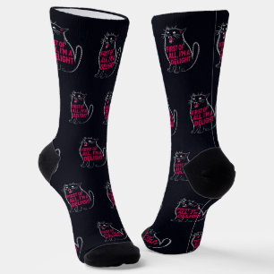 First Of All I'm A Delight Roaring Black Cat Socks