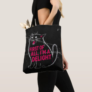 First Of All I'm A Delight Roaring Black Cat Tote Bag
