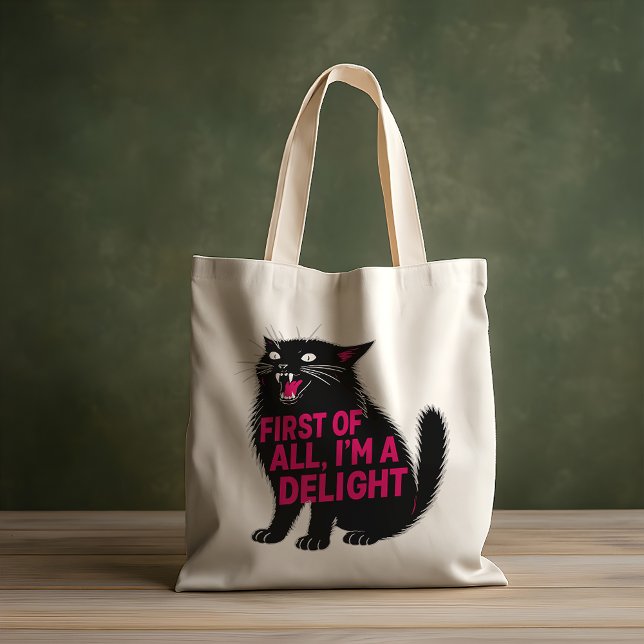 First Of All I'm A Delight Roaring Black Cat Tote Bag (Creator Uploaded)