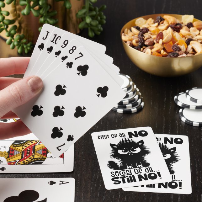 First Of All, No Funny Cat Lover Gift  Playing Cards (In Situ)