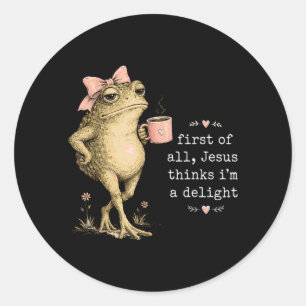 First Of Jesus Thinks A Delight Christian Frog Classic Round Sticker