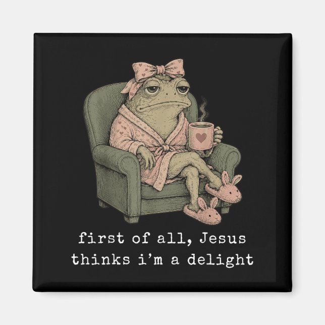 First Of Jesus Thinks A Delight Cute Bow Toad Frog Magnet (Front)