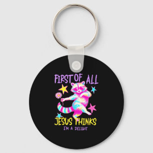 First of jesus thinks a delight cute racoon key ring