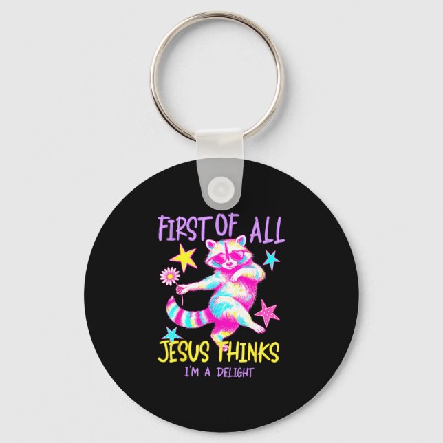 First of jesus thinks a delight cute racoon key ring (Front)