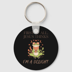 First Of Jesus Thinks A Delight Frog Funny Design Key Ring