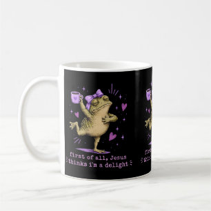 First Of Jesus Thinks A Delight Funny Frog Meme Coffee Mug