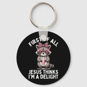 First Of Jesus Thinks A Delight Racoon Design 25 Key Ring