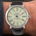 First Officer Watch<br><div class="desc">A watch that is designed as a gift for recognizing loyal service of a Ship's First Officer. Add the name of the recipient as well as the ship, company or organization. Parchment style background.</div>