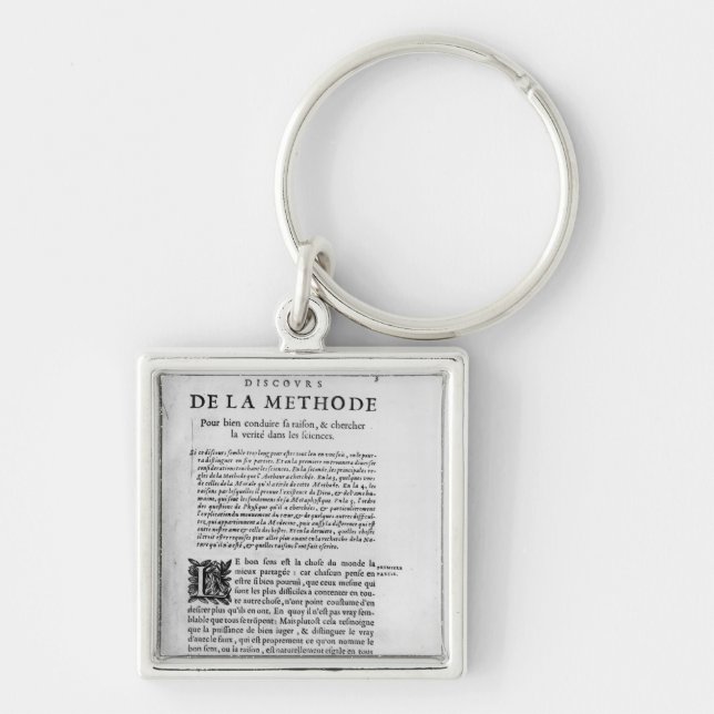 First page of 'Discours de la Methode' by Rene Key Ring (Front)