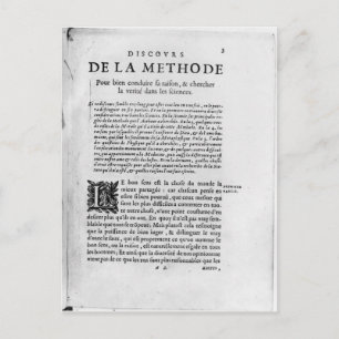 First page of 'Discours de la Methode' by Rene Postcard