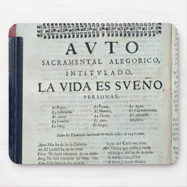 First page of 'La Vida es Sueno' Mouse Pad (Front)