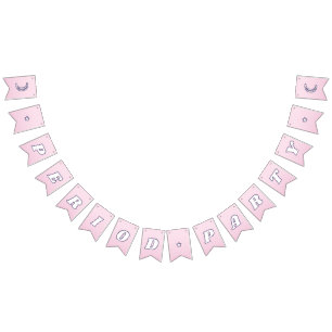First Period Cute Pastel Pink Groovy Lettering Bunting