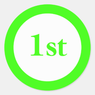 First Place Award Green Classic Round Sticker