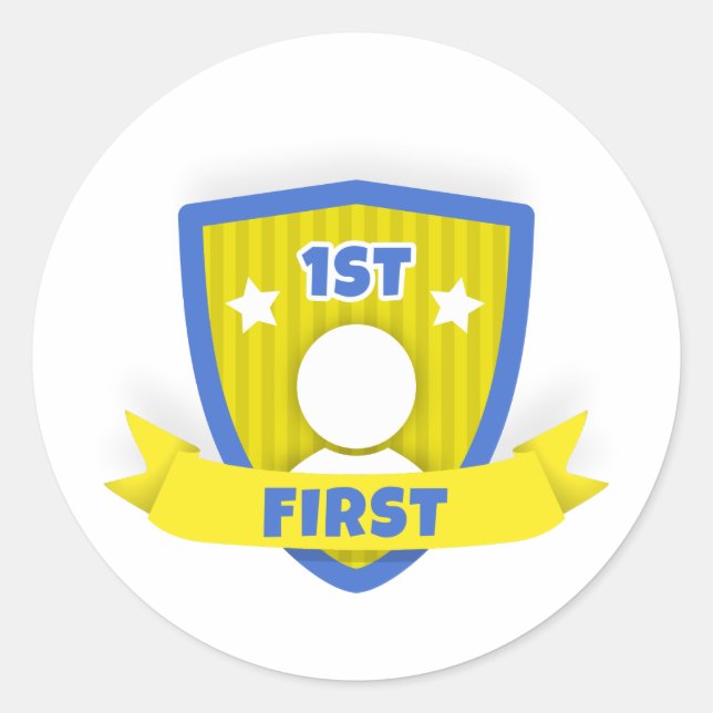 First place classic round sticker (Front)