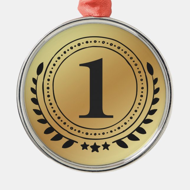 First Place Honour Gold Medal With Gold Gradient Metal Tree Decoration (Front)