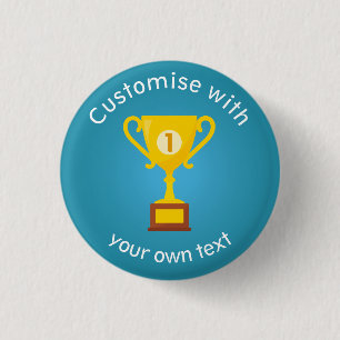 First Place Trophy Custom Text 3 Cm Round Badge