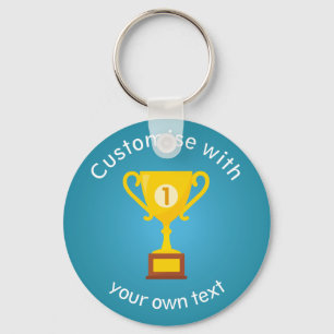 First Place Trophy Custom Text Key Ring
